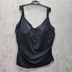 Bleu Rod Beattie Tankini Plus‎ Size 22W Ruched Swim Underwire Adjustable Black